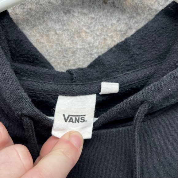 Vans Sweater Women Small Ladies Black White Hoodie Pullover Drawstring Cropped - Picture 4 of 13